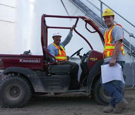 John Parker and Chris Brannam of Ranger South look over Vecenergys petroleum terminal at Port Everglades, Fla.