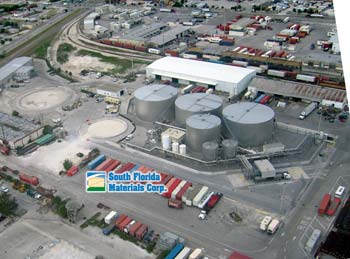 The existing asphalt tanks, shown when work first started on the diesel tanks.